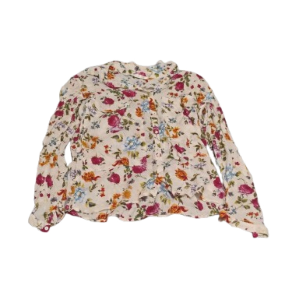 Zara Womens Button Down Floral Print Blouse Sz XS